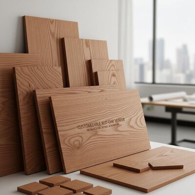 Customize Red Oak Veneer Natural Texture Finishes Crafted for Architectural Details Furniture Making and Interior Design